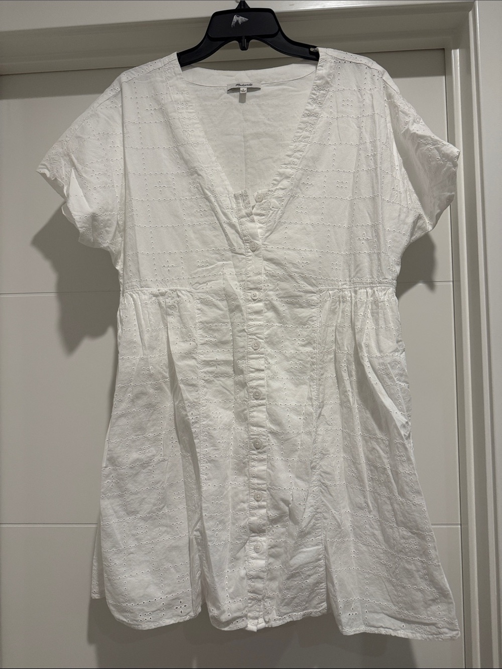 Madewell White Eyelet V-Neck Dress
